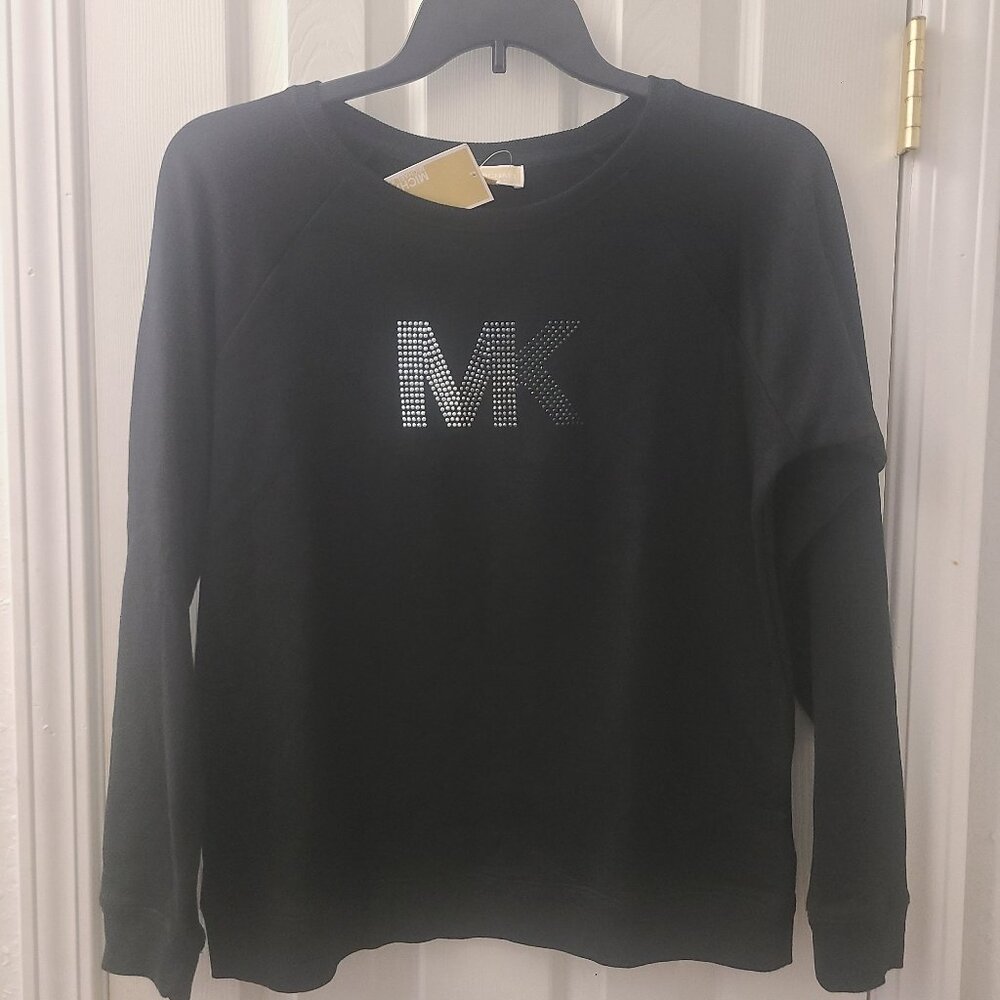 Michael Kors black crew neck sweatshirt sweater NWT